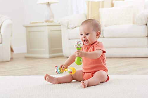 Fisher-Price Maracas musicales, juguete y sonajero para bebé +3 meses (Mattel BLT33)