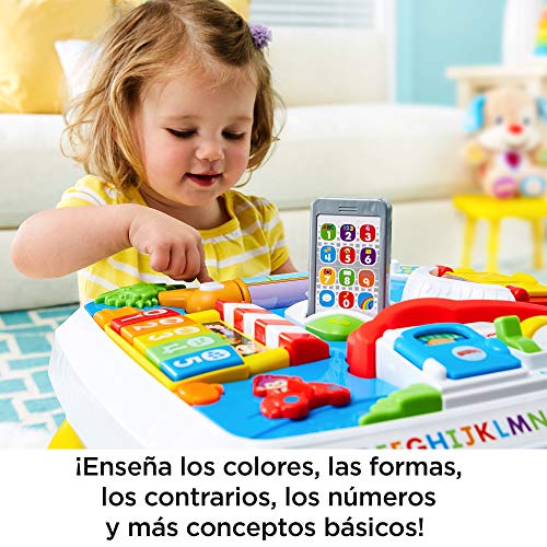 Fisher-Price Mesa multiaprendizaje bilingüe, mesa actividades bebé +6 meses (Mattel DRH34)