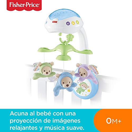 Fisher-Price Móvil ositos voladores, juguete de cuna proyector para bebé (Mattel CDN41)