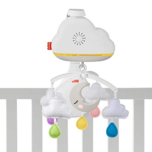 Fisher-Price Móvil y Proyector Nubes Relajantes, juguete de cuna proyector para el sueño y descanso de bebés (Mattel GRP99)