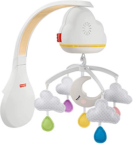 Fisher-Price Móvil y Proyector Nubes Relajantes, juguete de cuna proyector para el sueño y descanso de bebés (Mattel GRP99)