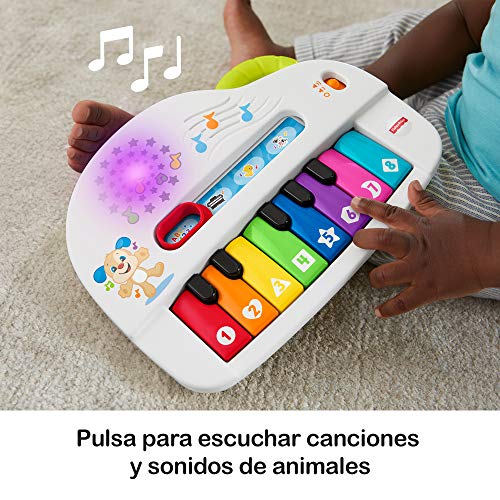 Fisher-Price Piano juega y aprende, juguete musical para bebé +6 meses (Mattel GFK00)