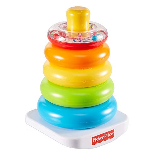 Fisher-Price Pirámide balanceante, juguete clásico de apilar aros para niños + 6 meses (Mattel GKD51)