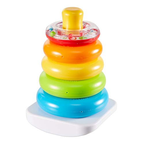 Fisher-Price Pirámide balanceante, juguete clásico de apilar aros para niños + 6 meses (Mattel GKD51)