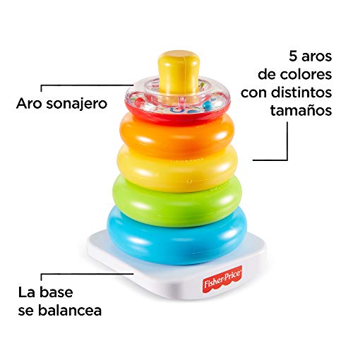 Fisher-Price - Pirámide balanceante, juguetes bebe 6 meses (Mattel N8248)