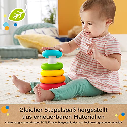 Fisher-Price Primeros Bloques para Bebé y Pirámide Apilable ecológicos, para bebés +6 meses (Mattel GRF11)