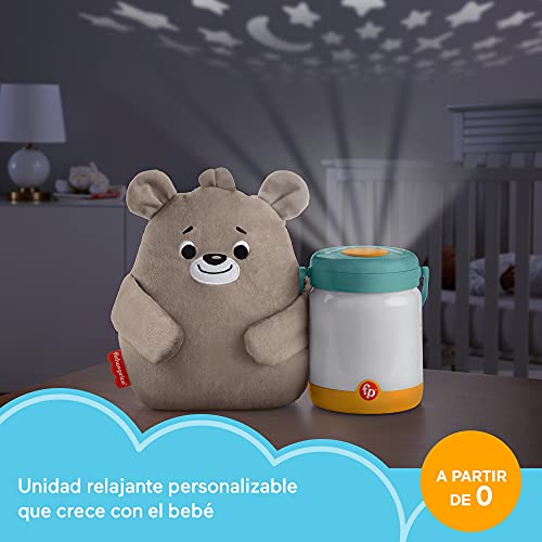 Fisher-Price Sensimals Osito peluche de cuna con proyector para bebé con música, luces y sonidos luciérnagas relajantes para la hora de dormir (Mattel GRR00)