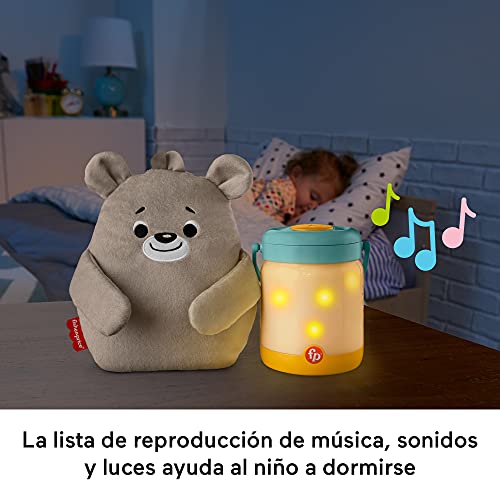 Fisher-Price Sensimals Osito peluche de cuna con proyector para bebé con música, luces y sonidos luciérnagas relajantes para la hora de dormir (Mattel GRR00)