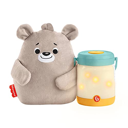 Fisher-Price Sensimals Osito peluche de cuna con proyector para bebé con música, luces y sonidos luciérnagas relajantes para la hora de dormir (Mattel GRR00)