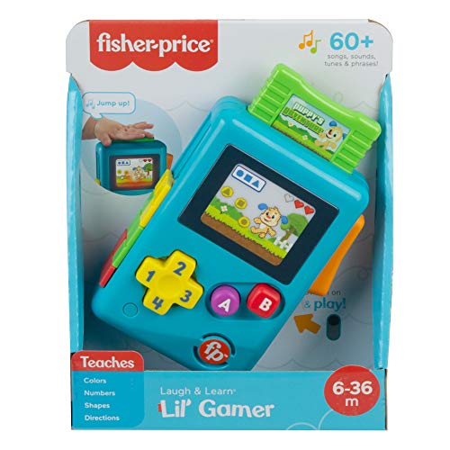 Fisher-Price Videoconsola retro de aprendizaje de Ríe y Aprende, juguete con sonidos, regalo para bebés +6 meses, Mattel HBC82