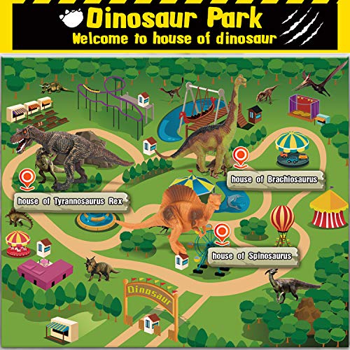 Fivejoy Juguetes de Dinosaurios, Dinosaurios Juguetes, Figuras de Dinosaurios Realistas, Juego Educativo de Dinosaurios con Tapete de Juego de Actividades para Crear un Mundo de Dinosaurios Cumpleaño