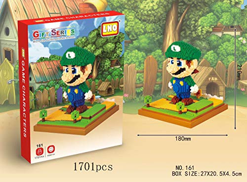 FJJF Mini Bloques, Super Mario Bros Luigi Yoshi Nano Mini Building Blocks Kits Modelo 3D DIY Diamond Blocks Blocks Ladrillos Montaje De Juguete (5 Piezas)