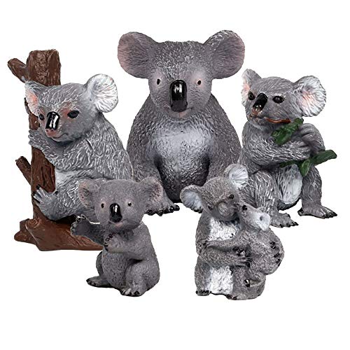 FLORMOON 5 Piezas de Figuras de Animales de la Familia Koala Realistic Juguete Animal Animal Figure Early Educational Toys Science Project Christmas Birthday Gift for Kids