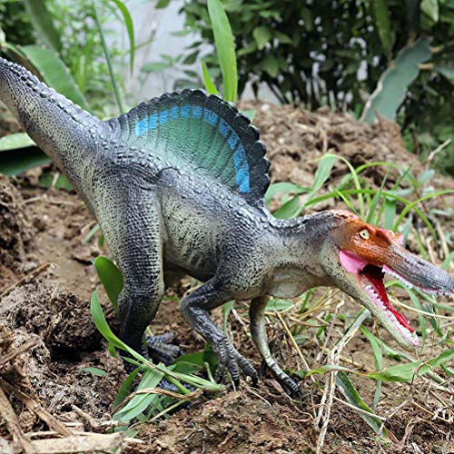 FLORMOON Juego de Dinosaurios - Realista Spinosaurus Dinosaur- Figuras de Dinosaurio de plástico - Decoración de Pasteles de cumpleaños Juguete Escolar para niños pequeños(Gris Oscuro)