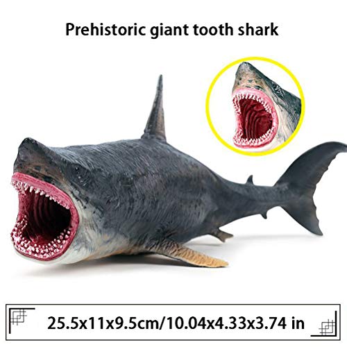 FLORMOON Juguetes Megalodon Figura de Ballena Realista Pintado a Mano Estatuilla de Tiburon Figuras de acción de Animales Colección de Regalos Decorativos para niños.