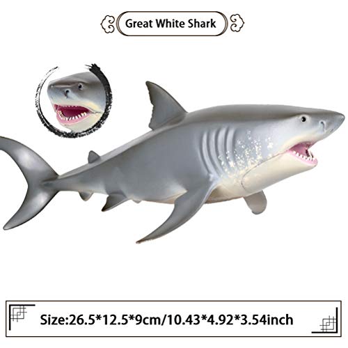 FLORMOON Juguetes Megalodon Figura de Ballena Realista Pintado a Mano Estatuilla de Tiburon Figuras de acción de Animales Colección de Regalos Decorativos para niños.