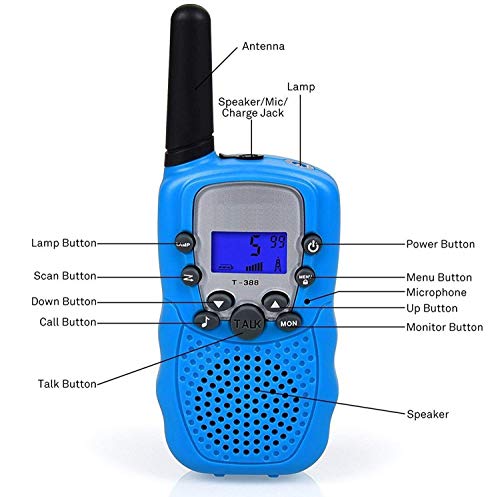 Flybiz Walkie Talkie Niños PMR446 8 Canales LCD Pantalla Función VOX 10 Tonos de Llamada Bloqueo de Canal Linterna Incorporado 8 Canales LCD Pantalla VOX …