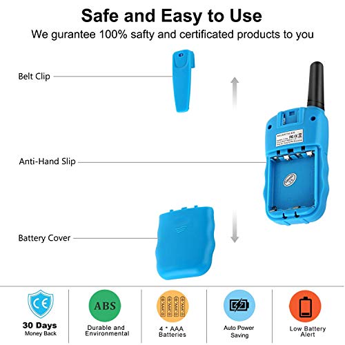 Flybiz Walkie Talkie Niños PMR446 8 Canales LCD Pantalla Función VOX 10 Tonos de Llamada Bloqueo de Canal Linterna Incorporado 8 Canales LCD Pantalla VOX …