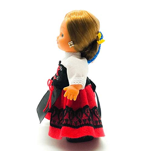 Folk Artesanía Muñeca Regional colección de 15 cm con Vestido típico Vallisoletana (Valladolid) España.