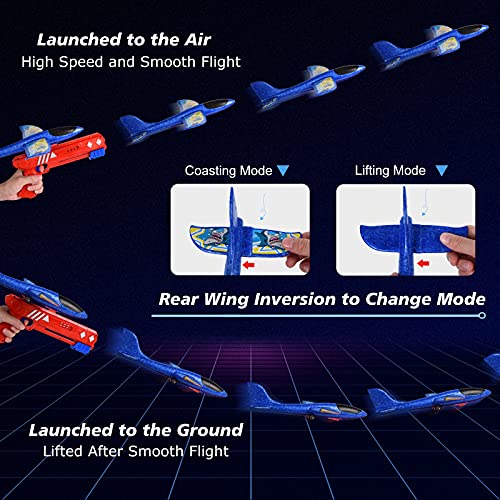 FORMIZON Avion de Juguete, Planos de Espuma, Juguete de Avión de Catapulta, Juego de Disparos Juguete de Avión, Deportes al Aire Libre Avión Planeador para Juguete Infantil Regalo (Azul)