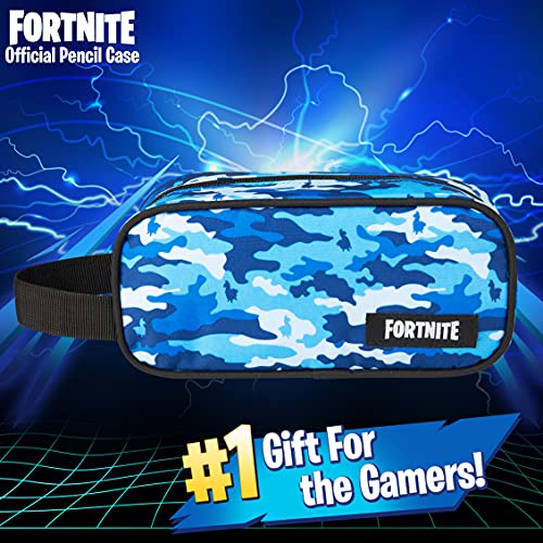 Fortnite Estuche Escolar, Estuches Escolares 20 cm, Material Escolar, Estuche Escolar Niño, Regalos Para Gamers (Camo Azul)