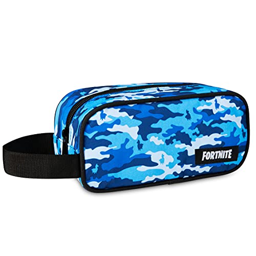 Fortnite Estuche Escolar, Estuches Escolares 20 cm, Material Escolar, Estuche Escolar Niño, Regalos Para Gamers (Camo Azul)