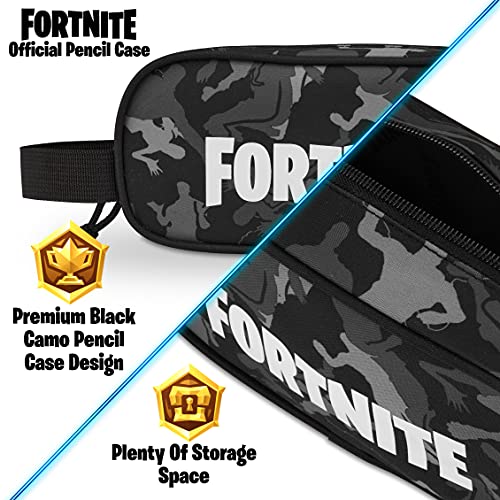 Fortnite Estuche Escolar, Estuches Escolares 20 cm, Material Escolar, Estuche Escolar Niño, Regalos Para Gamers (Camo Negro)