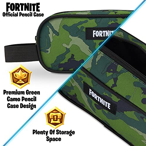 Fortnite Estuche Escolar, Estuches Escolares 20 cm, Material Escolar, Estuche Escolar Niño, Regalos Para Gamers (Camo Verde)