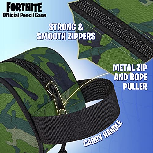 Fortnite Estuche Escolar, Estuches Escolares 20 cm, Material Escolar, Estuche Escolar Niño, Regalos Para Gamers (Camo Verde)