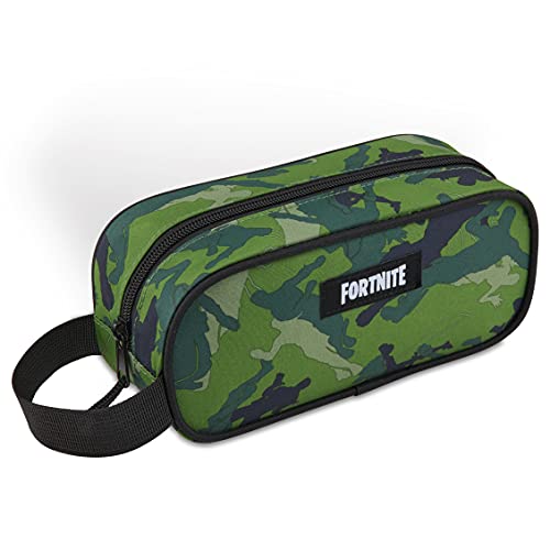 Fortnite Estuche Escolar, Estuches Escolares 20 cm, Material Escolar, Estuche Escolar Niño, Regalos Para Gamers (Camo Verde)