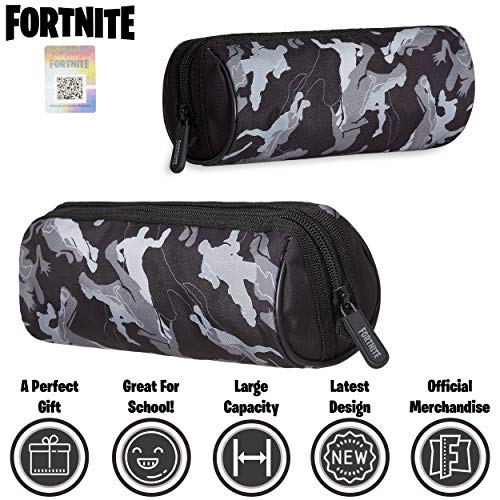 Fortnite Estuche Escolar Niño, Estuches para Lápices Diseño Emotes y Llama Ovalados y Rectangulares, Materiales Escolares Producto Oficial Fornite, Regalos para Chicos y Chicas (Negro)