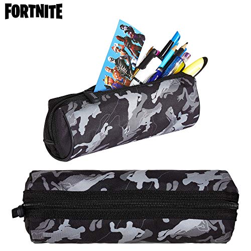 Fortnite Estuche Escolar Niño, Estuches para Lápices Diseño Emotes y Llama Ovalados y Rectangulares, Materiales Escolares Producto Oficial Fornite, Regalos para Chicos y Chicas (Negro)