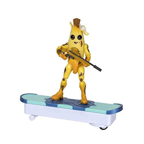 Fortnite FNT0466 Transformación de vehículo Intercambiable Tabla de Surf y Placas Frontales de Tabla de Deriva – Incluye 10 cm Peely Figure, Plus Storm Scout Sniper Rifle-Electronic Bump & Go Action