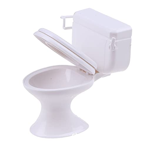 freneci Muebles de casa de muñecas Juguetes de baño Accesorios Decorativos Modelo de Inodoro Blanco para Regalo de niños