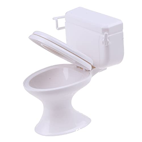 freneci Muebles de casa de muñecas Juguetes de baño Accesorios Decorativos Modelo de Inodoro Blanco para Regalo de niños