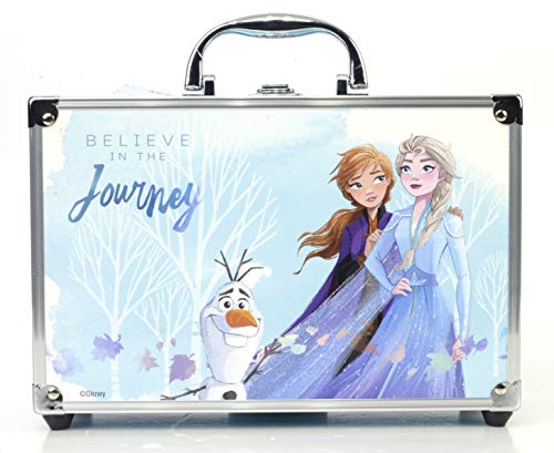 Frozen II Princess Makeup Traincase - Neceser Frozen II, Set de Maquillaje para Niñas - Maquillaje Frozen - Selección de Productos Seguros en un Maletín de Maquillaje Color Azul de Talla Única