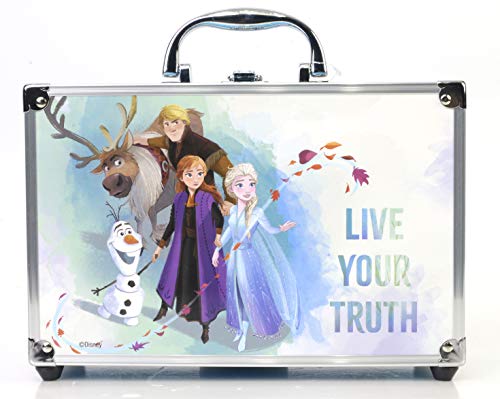 Frozen II Princess Makeup Traincase - Neceser Frozen II, Set de Maquillaje para Niñas - Maquillaje Frozen - Selección de Productos Seguros en un Maletín de Maquillaje Color Azul de Talla Única