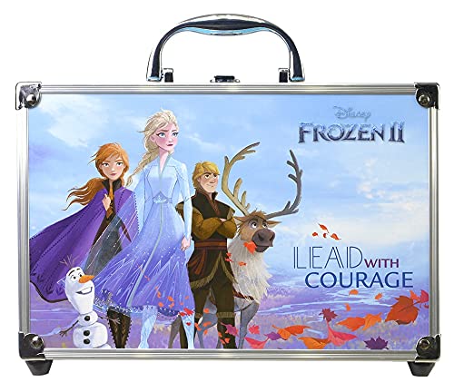 Frozen II Princess Makeup Traincase - Neceser Frozen II, Set de Maquillaje para Niñas - Maquillaje Frozen - Selección de Productos Seguros en un Maletín de Maquillaje Color Azul de Talla Única