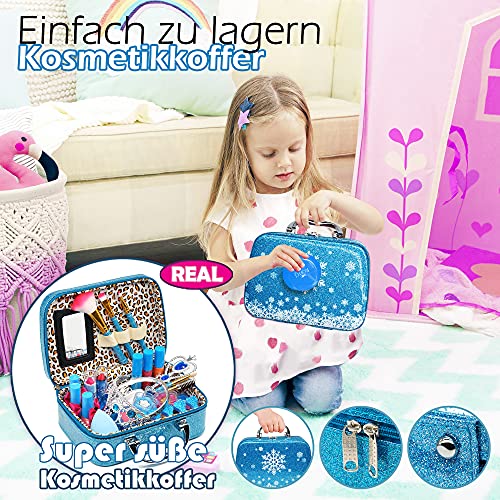 Frozen - Juego de maquillaje infantil para niñas, 31 unidades, lavable, seguro, no tóxico, con maletín de maquillaje, juego de rol, regalo para princesas pequeñas, 4, 5, 6, 7 y 8 años