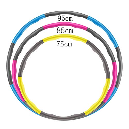 FSJD Fitness Hula Hoops, 8 Secciones, Plegable, Ejercicio físico Hoola Hoop con Pesas de Espuma, Peso, Masaje Hula Hoop, Verde