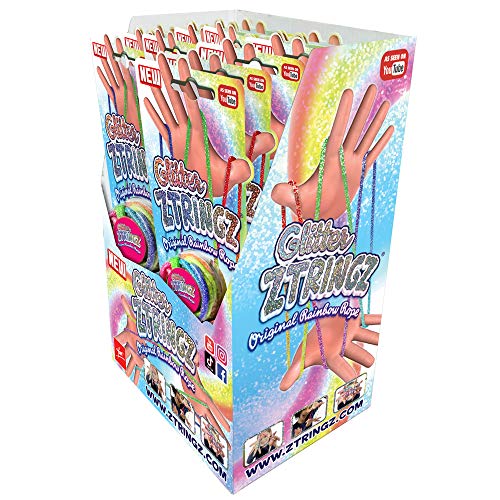 fun Juego de 6 piezas de purpurina Ztringz para jugar con los dedos, juego de cuerda, juego de deshacerse de manos para niños, arcoíris brillante, multicolor