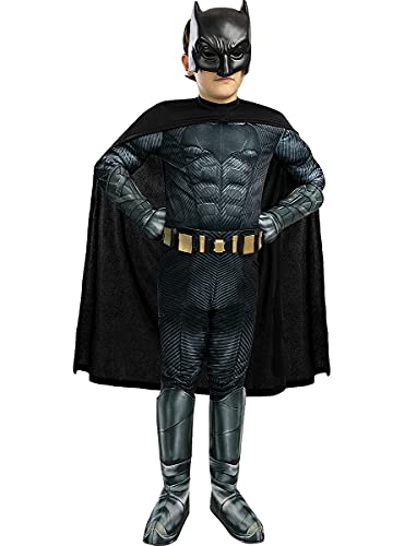 Funidelia | Disfraz de Batman Deluxe - La Liga de la Justicia Oficial para niño Talla 7-9 años ▶ Caballero Oscuro, Superhéroes, DC Comics, Hombre Murciélago - Color: Negro - Licencia: 100% Oficial