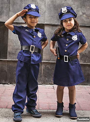 Funidelia | Disfraz de policía para niño Talla 5-6 años ▶ Guardia, Agente, FBI, Profesiones - Azul