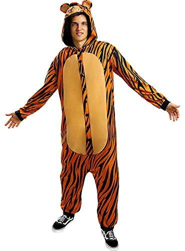 Funidelia | Disfraz de Tigre Onesie para Hombre y Mujer Talla XL ▶ Animales, Desierto, Selva - Color: Naranja - Divertidos Disfraces y complementos para Carnaval y Halloween