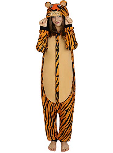 Funidelia | Disfraz de Tigre Onesie para Hombre y Mujer Talla XL ▶ Animales, Desierto, Selva - Color: Naranja - Divertidos Disfraces y complementos para Carnaval y Halloween