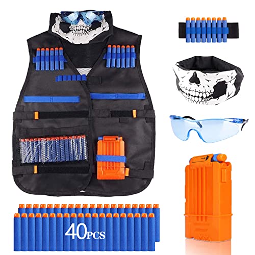 Funklu Kit de Chaleco Táctico para Niños, Chaleco Táctico para Niños para Pistolas Nerf N-Strike Elite