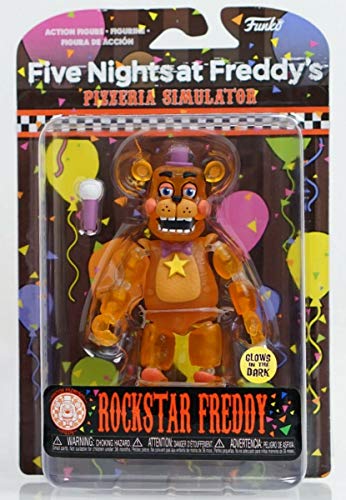 Funko- Action Figure: Friday Night at Freddy'S Pizza Sim-Rockstar Freddy-Glow in The Dark Translucent Five Nights Collectible Toy, Multicolor (45637)