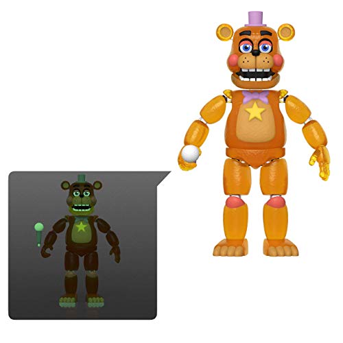 Funko- Action Figure: Friday Night at Freddy'S Pizza Sim-Rockstar Freddy-Glow in The Dark Translucent Five Nights Collectible Toy, Multicolor (45637)