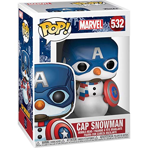 Funko - Pop! Bobble Vinyle Marvel: Holiday - Captain America Figura Coleccionable, Multicolor (43335)