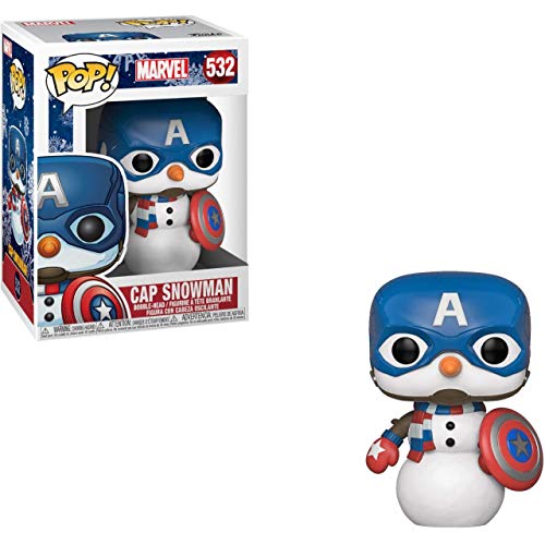 Funko - Pop! Bobble Vinyle Marvel: Holiday - Captain America Figura Coleccionable, Multicolor (43335)